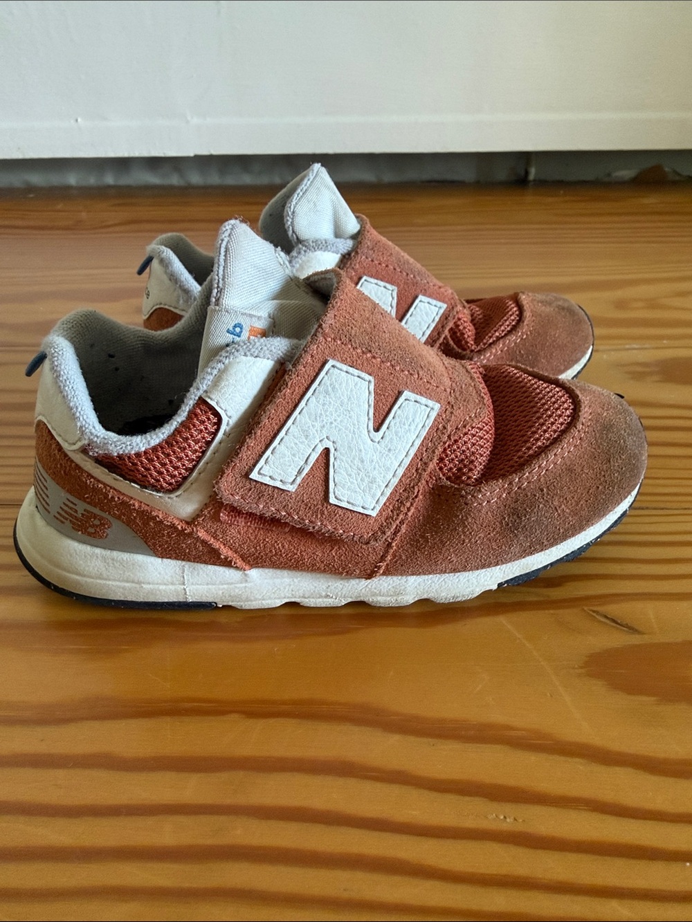 New Balance Kids Orange Rust Velcro Sneakers
